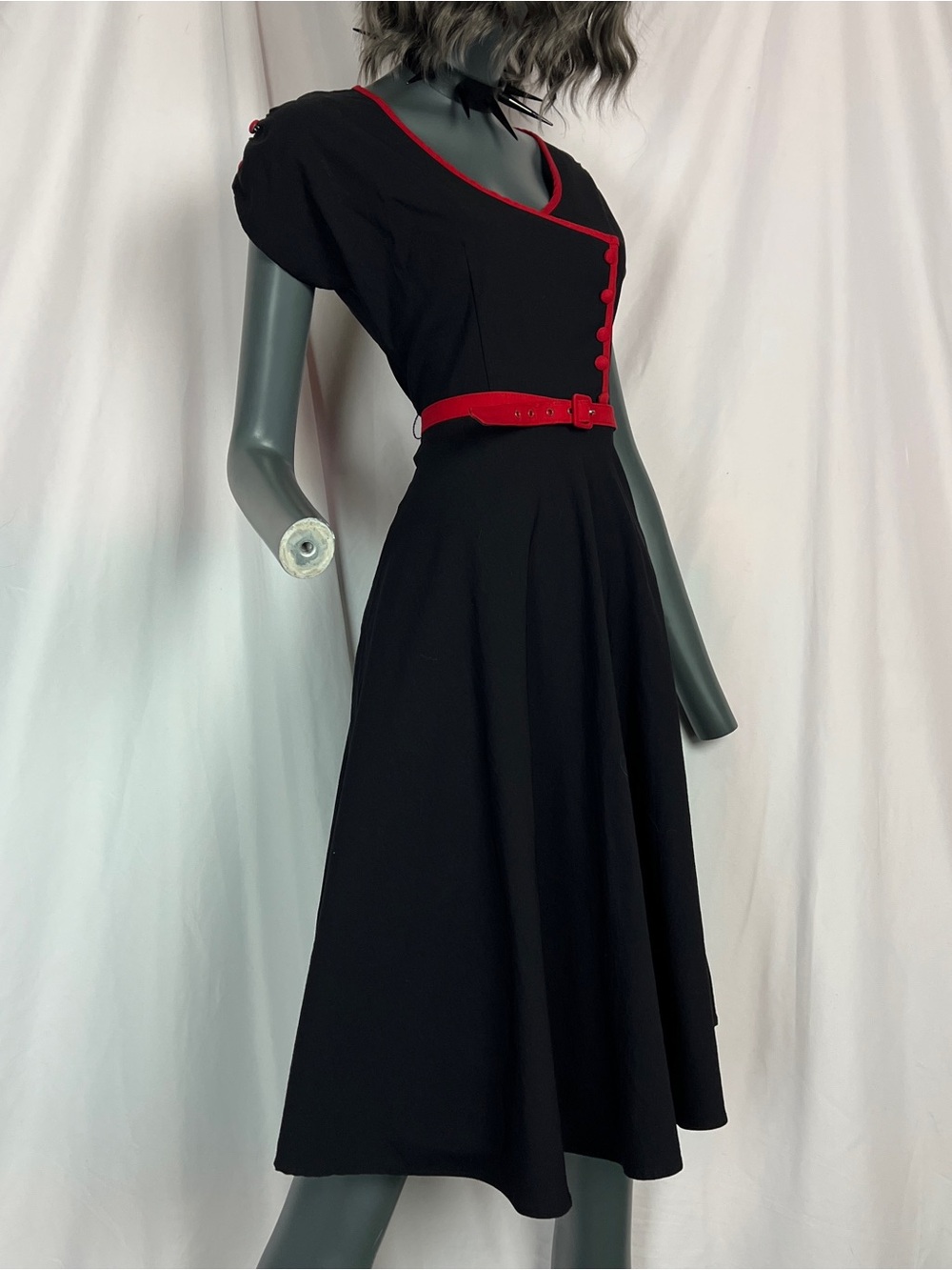 Vintage 90s Black & Red Rockabilly Swing Dress